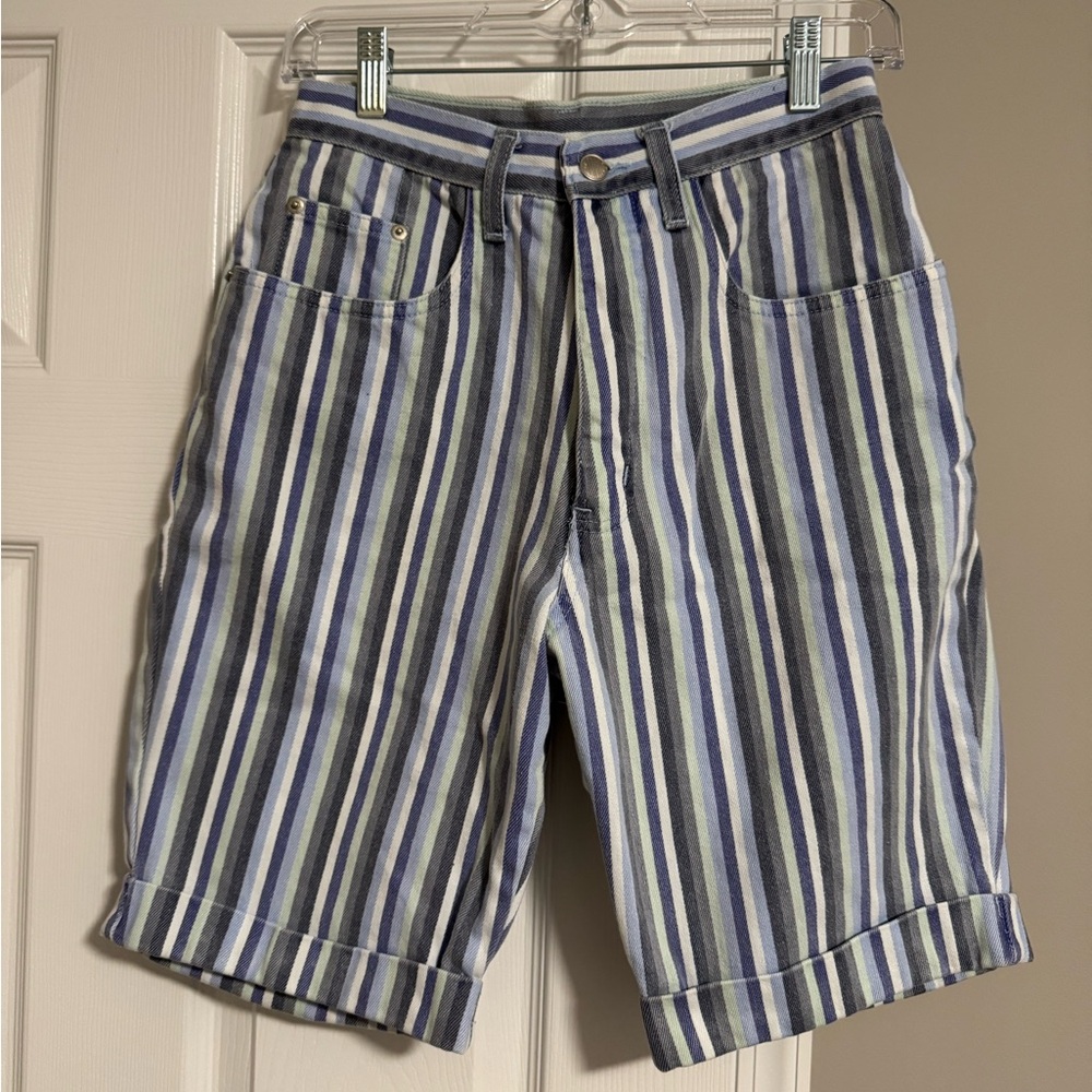 Gitano Blue and White Striped Jean Shorts